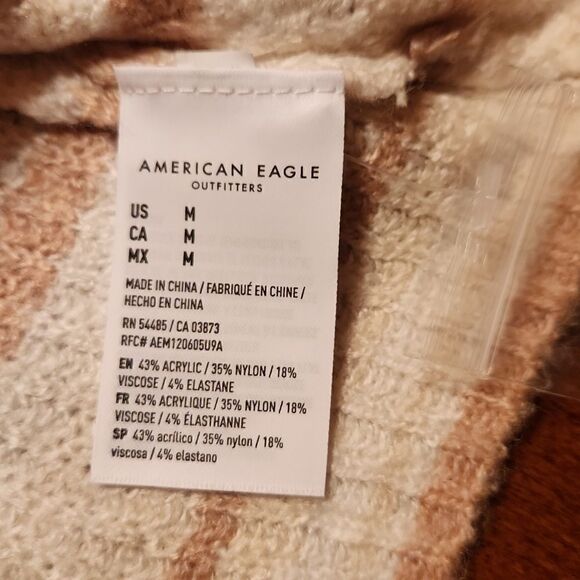 American Eagle Oversized Cropped Bell Sleeve Cardigan Medium, White Pink Stripes - Picture 8 of 10